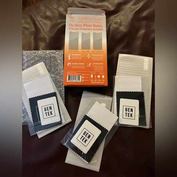 5 for $25- Gen Tek Screen Protector Tempered Glass Iphone Set of 3 - Picture 5 of 9